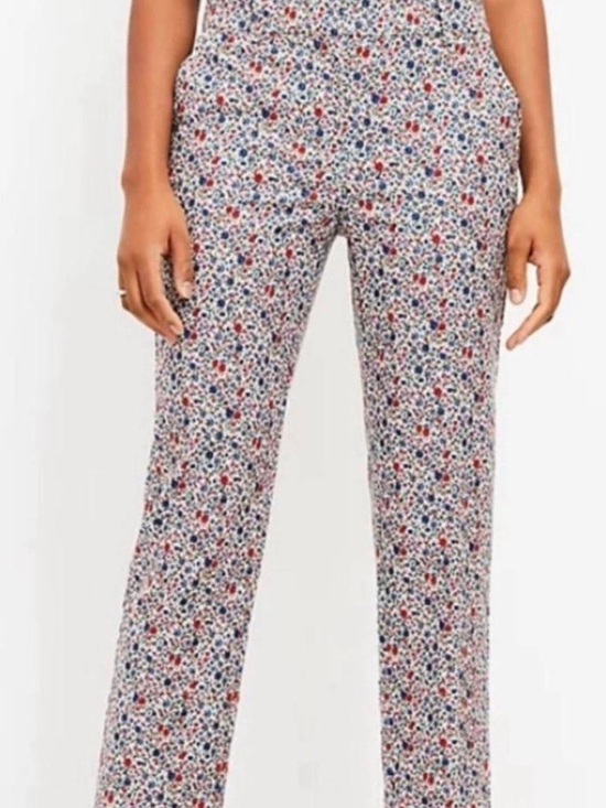 LOFT Pants - LOFT White Floral the Riviera slim Pants